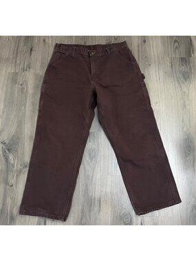 Carhartt B11 DKB Carpenter Pants Work Dungaree Fit 36x29 Brown Canvas Faded